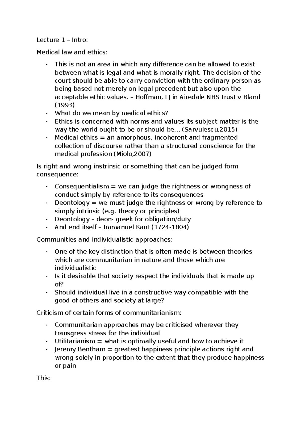 Lecture 1: Introduction to Medical Law and Ethics Concepts - Studocu