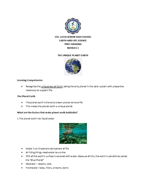 Earth and Life Science Q1 Module 4: Classification of Rocks - Studocu