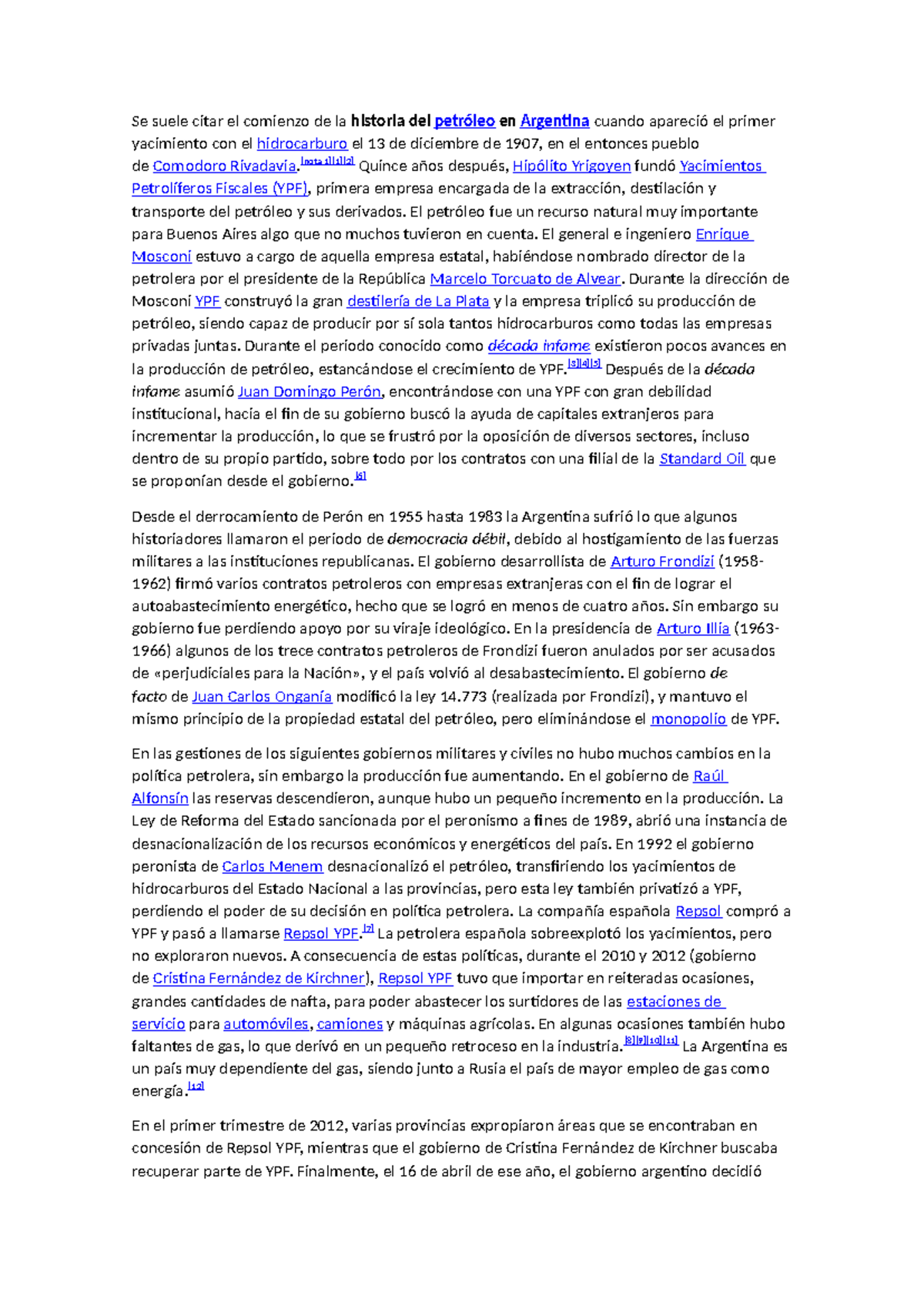 Historia DEL Petroleo en ARGENTINA - Se suele citar el comienzo de la ...