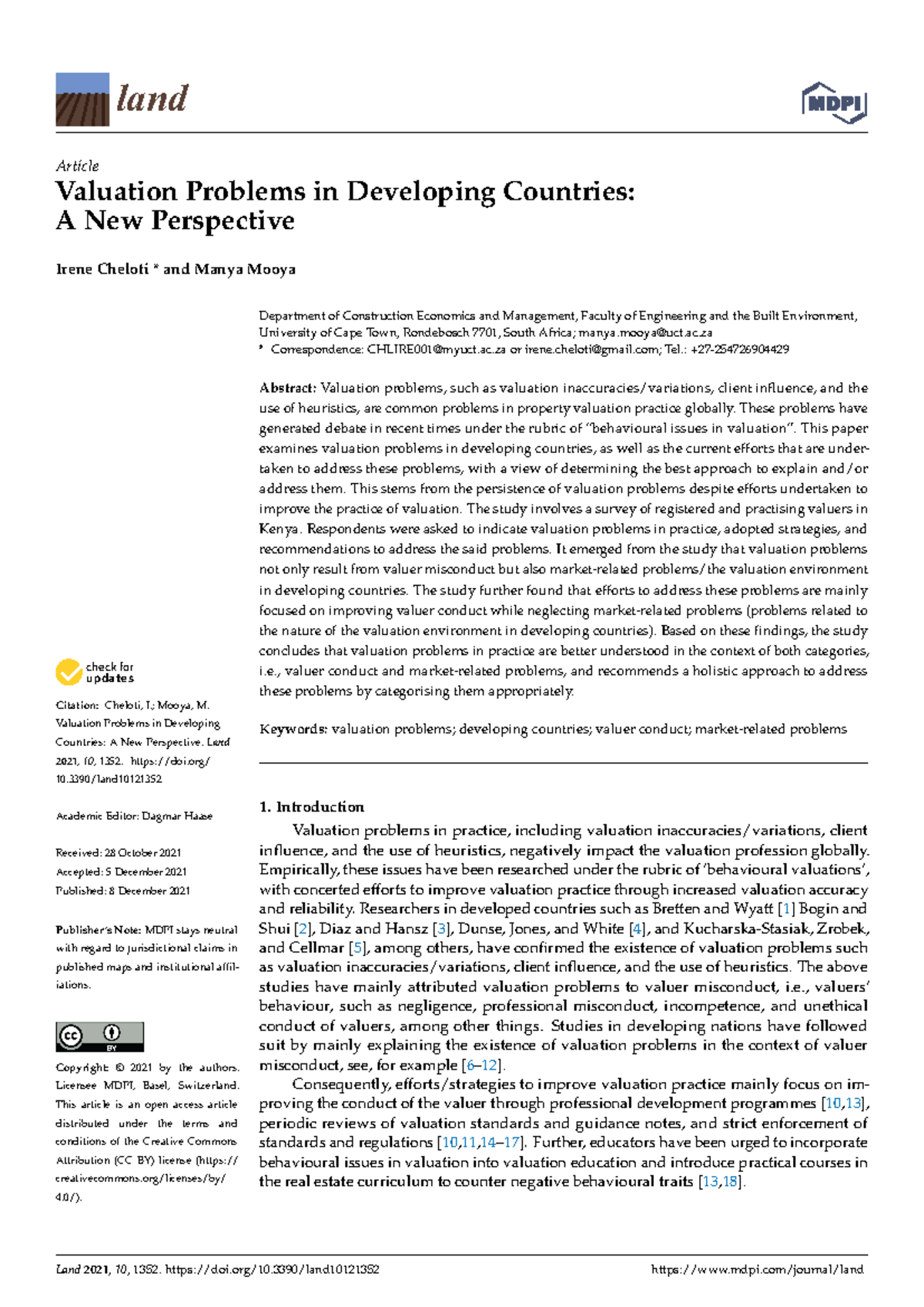 Land-10-01352 - Analyzing Valuation Challenges in Developing Countries ...