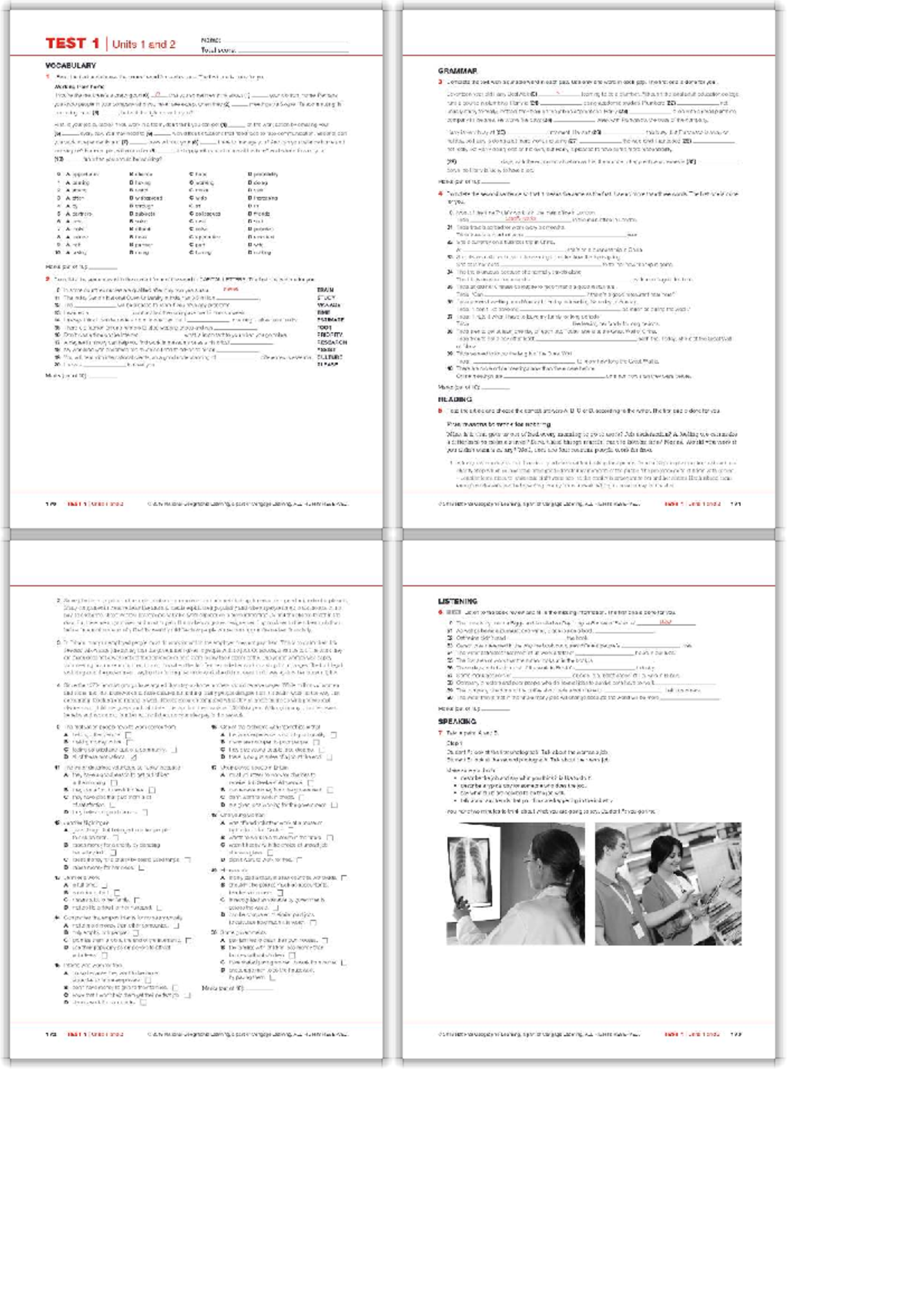 English Test - Units 1 and 2 Vocabulary & Grammar - Studocu