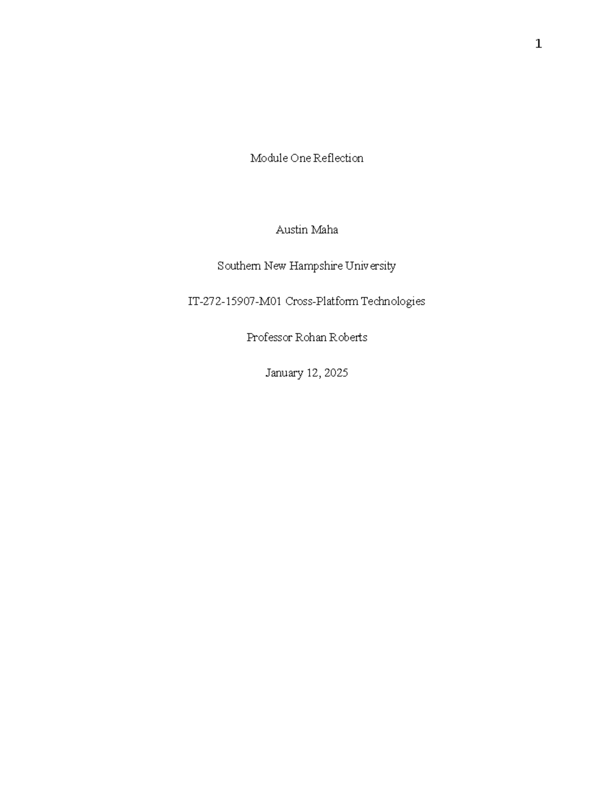 IT 272 Module One Reflection Maha - Module One Reflection Austin Maha ...