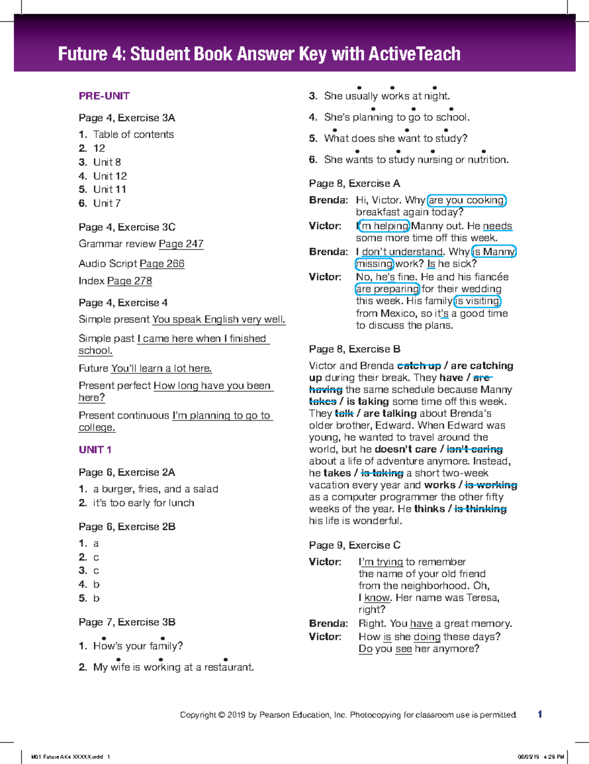 Future 4: Student Book Answer Key with ActiveTeach - Comprehensive ...