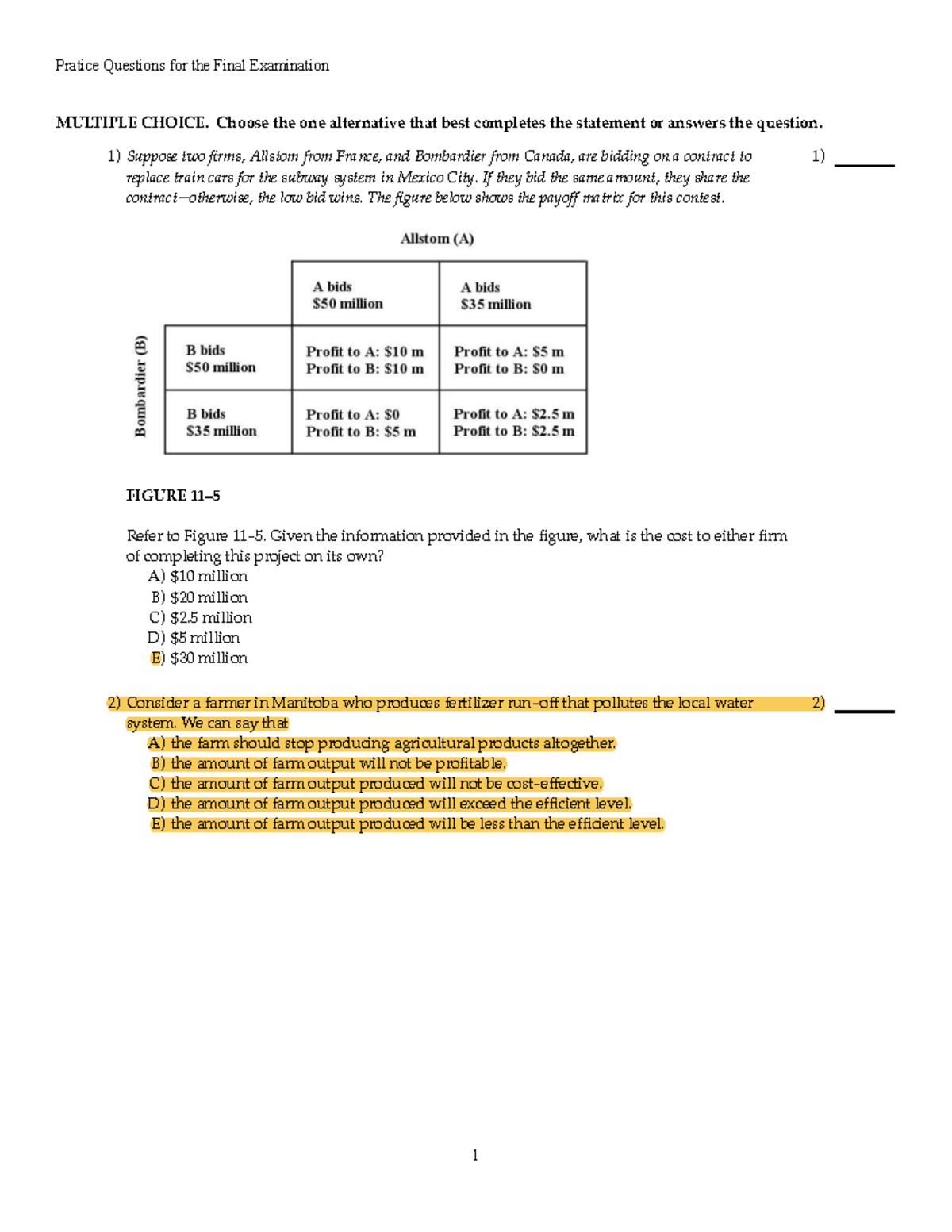 Practice Questions for the Final Exam - ECON 101 - Studocu