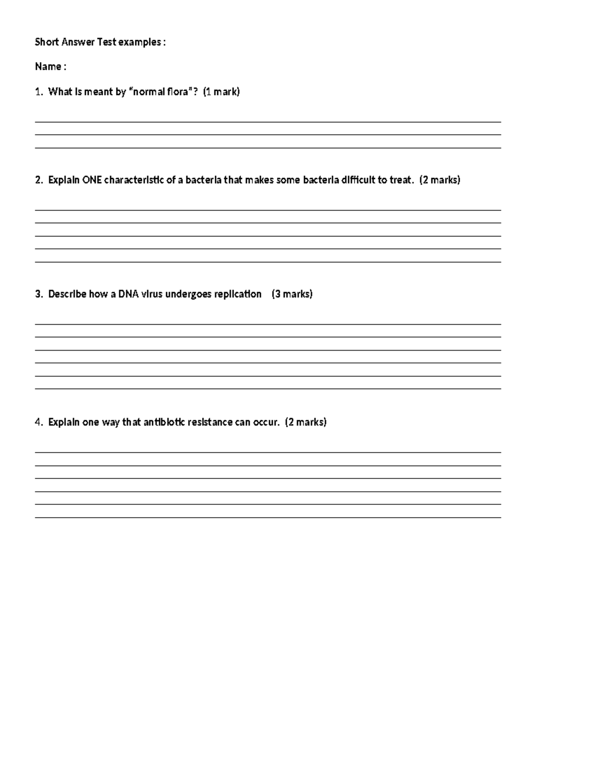 Short Answer Test Examples for Test 4 - Studocu