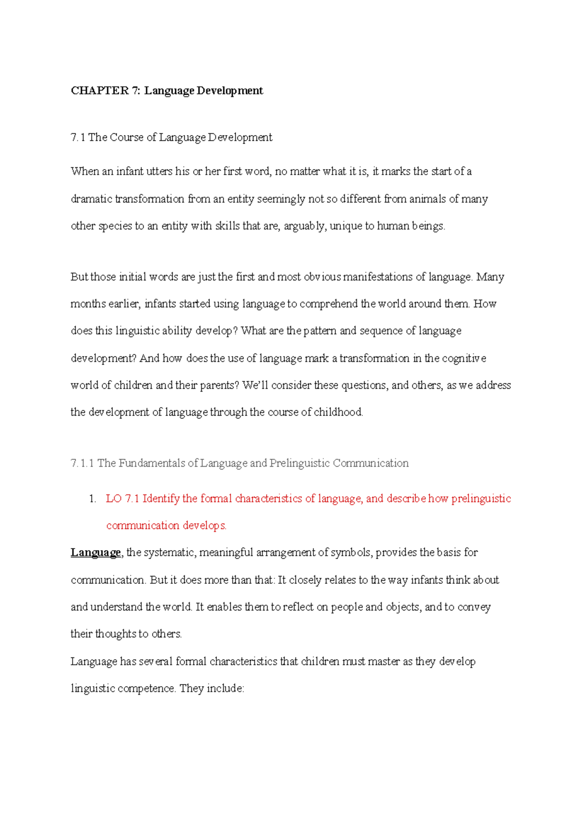 Chapter 7: Language Development Insights and Key Concepts - Studocu