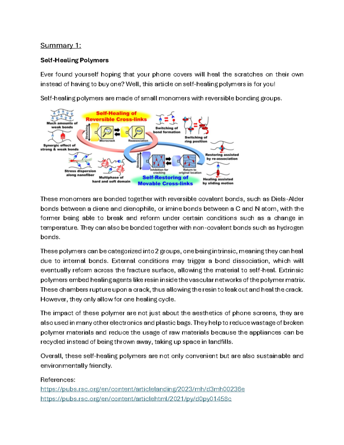 Polymers and Their Healing Properties: A Summary of Innovations - Studocu