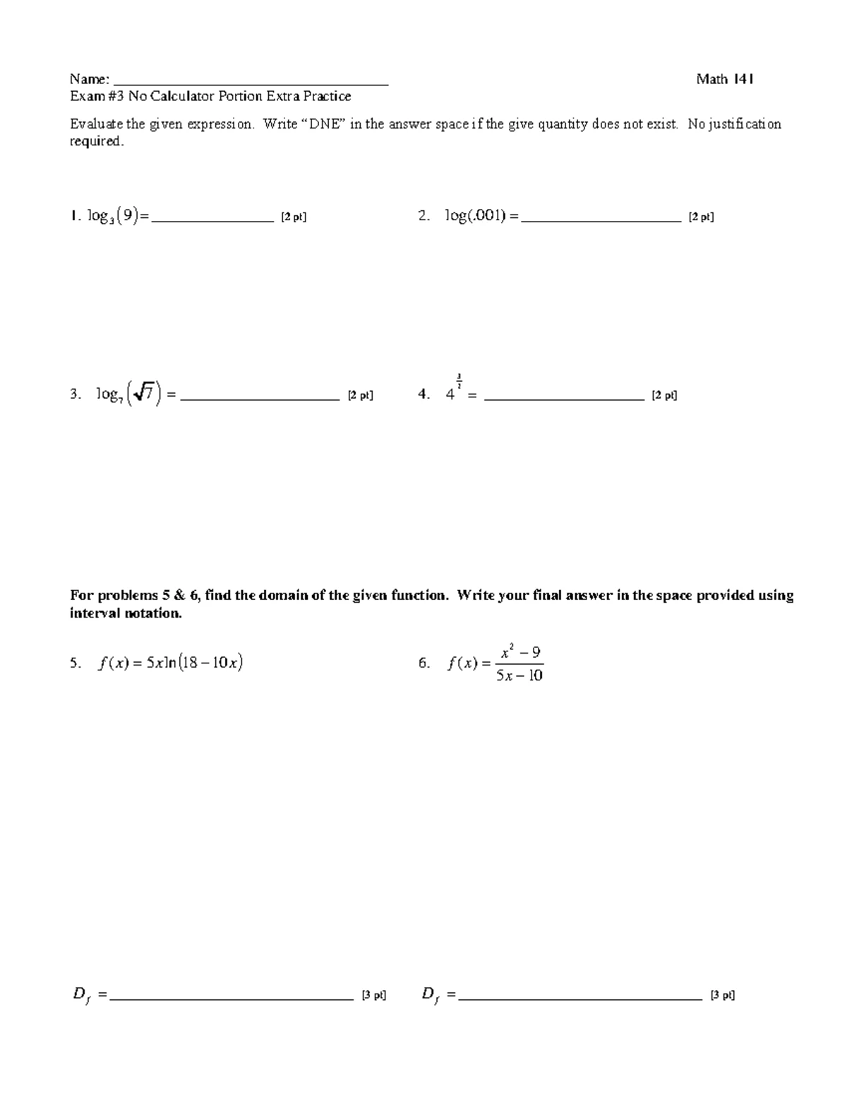 Math 115 & 141 Exam #3 Review: Sections 5.1 - 5.4A Summary - Math 1 41 ...