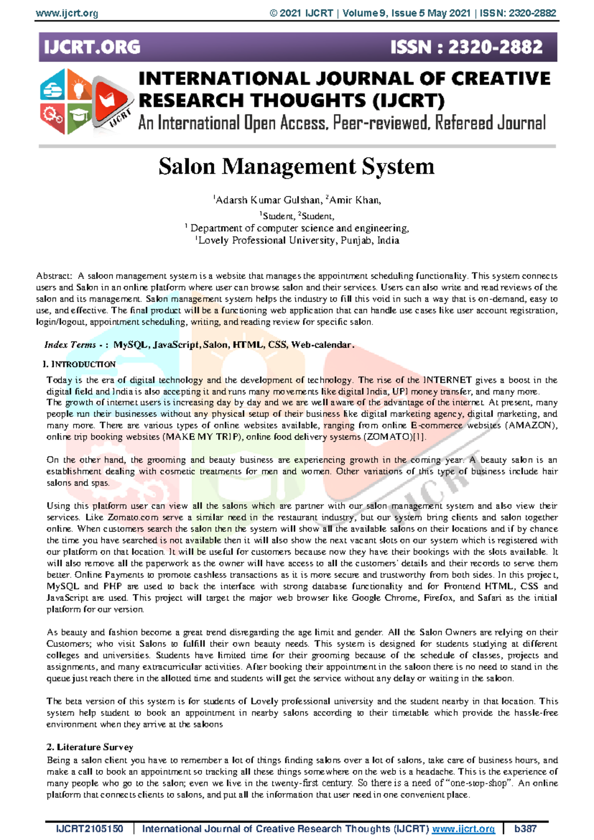 Salon Management System: A Technology-Driven Solution for Students ...