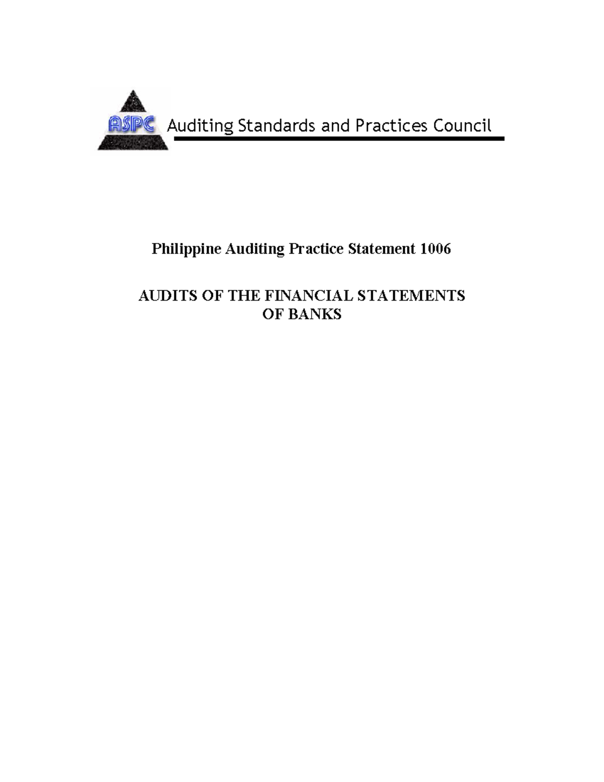 PAPS 1006 Final Exam Notes on Auditing Standards for Banks - Studocu