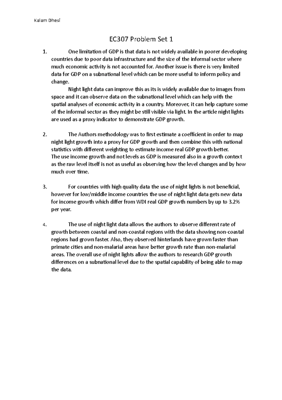 Ec 307 Summer School: Problem Set 1 - Validity Assessment - Studocu
