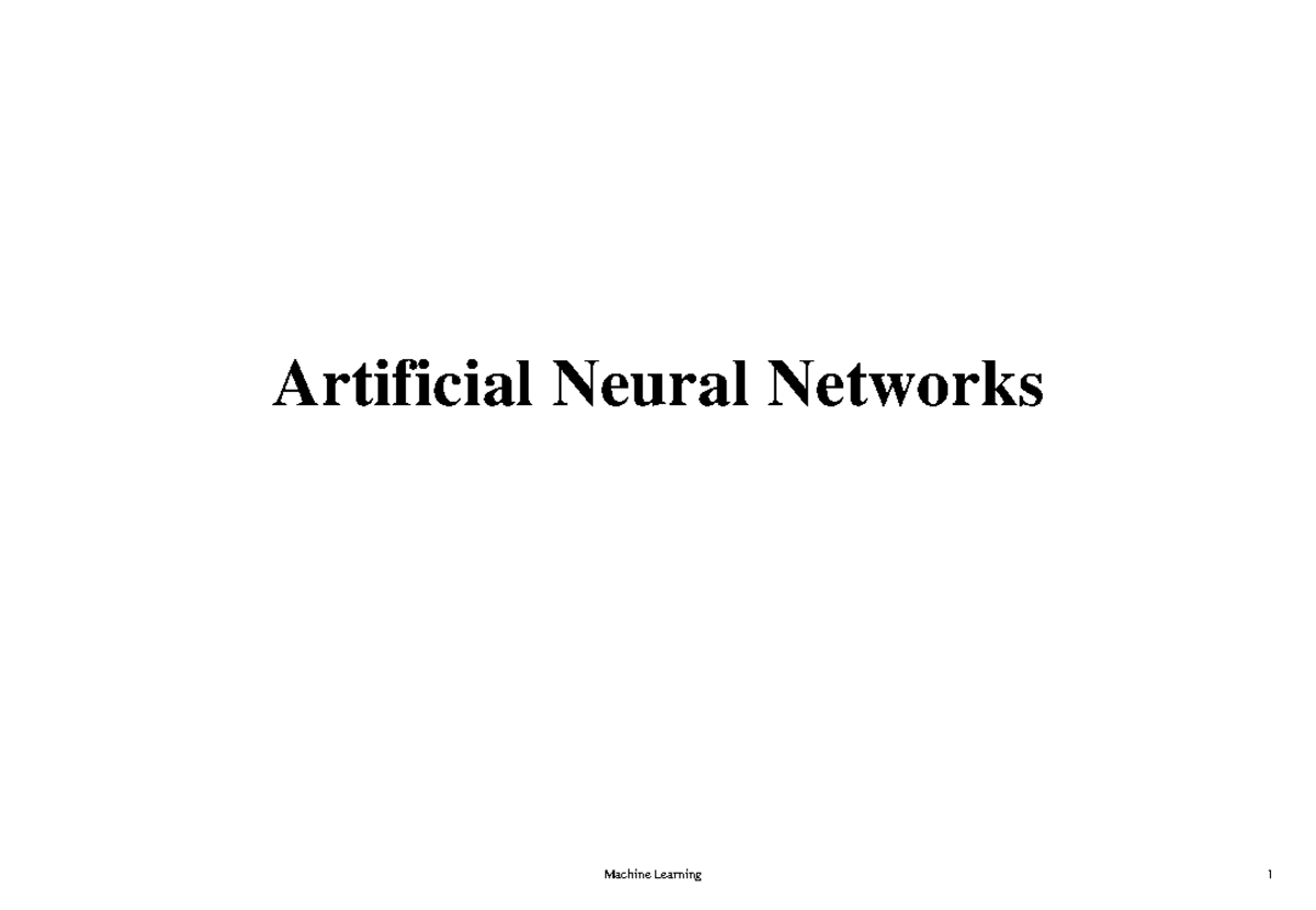 ML - 3 - i want to learn by studoco - Artificial Neural Networks ...