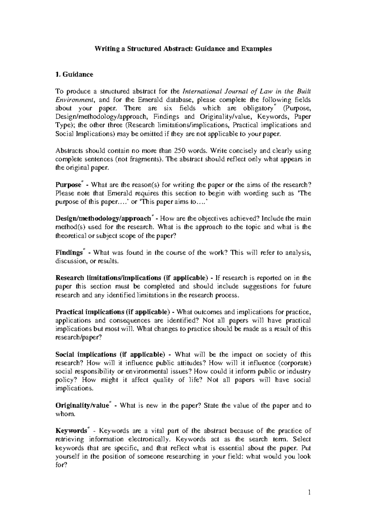 Structured Abstract Examples for IJLBE Submissions - Studocu