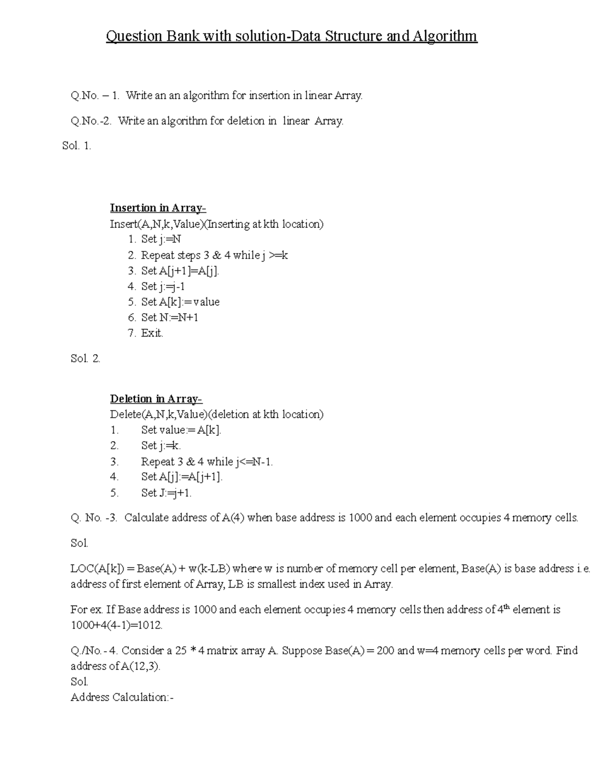 Dsa question bank - chjih - Question Bank with solution-Data Structure ...