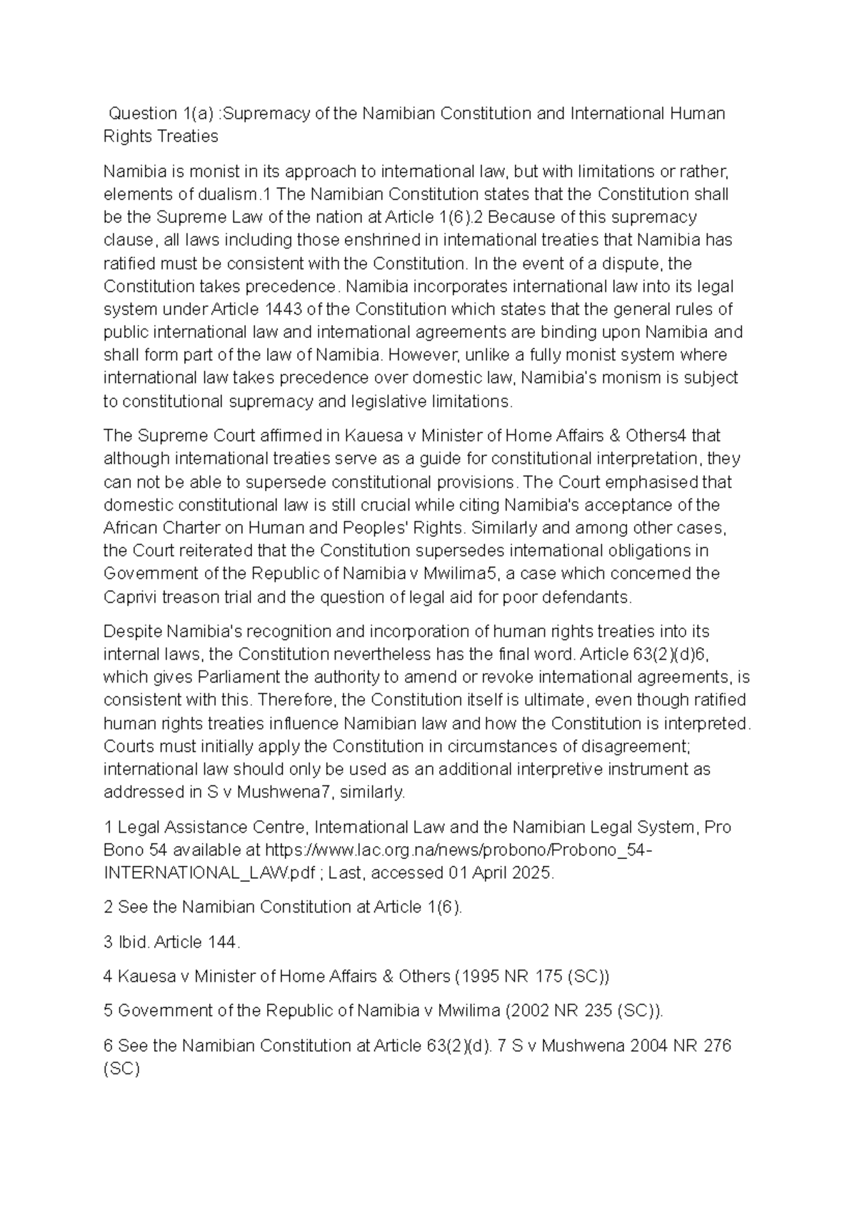 Namibia's Constitutional Supremacy & International Human Rights ...