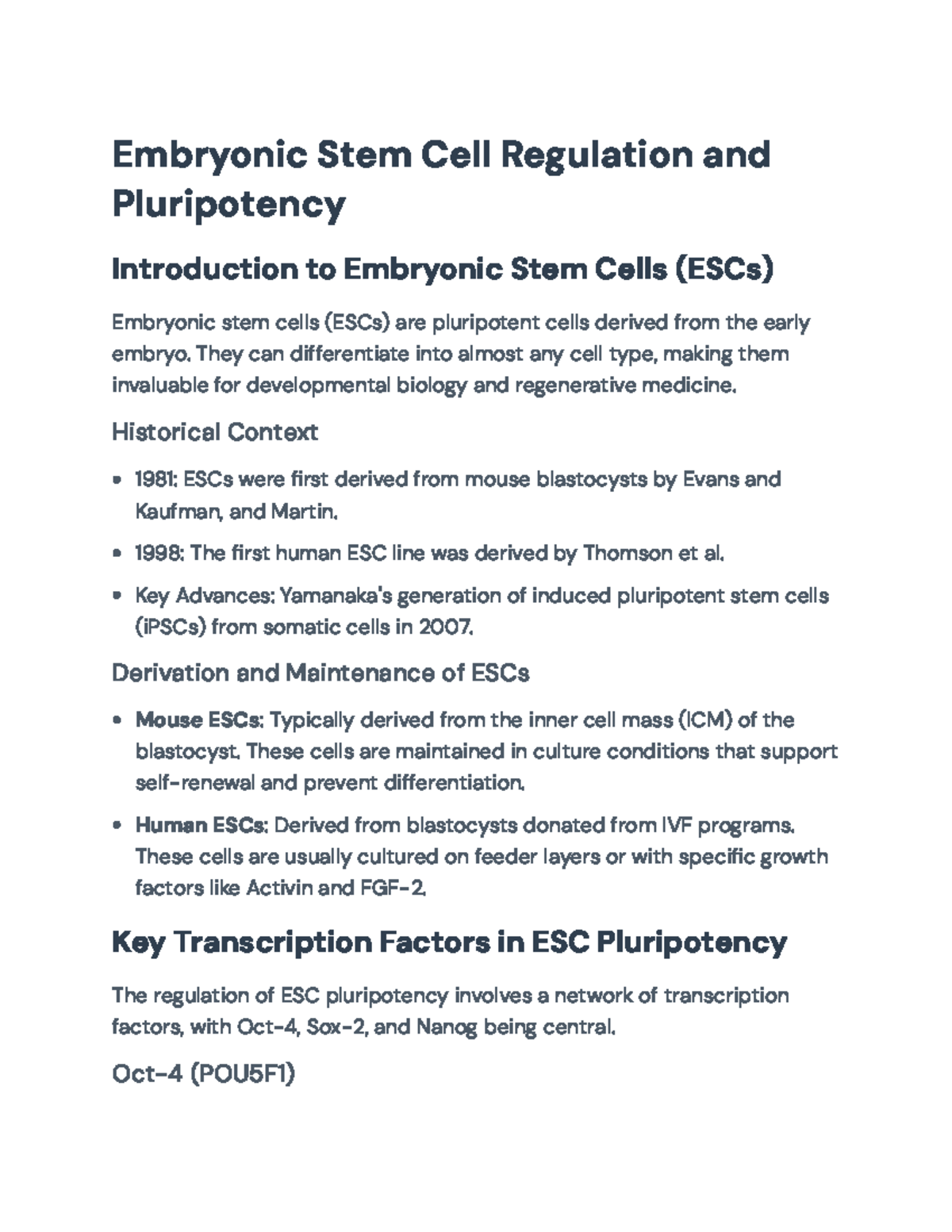 Embryonic Stem Cell Regulation and Pluripotency: Key Insights and ...