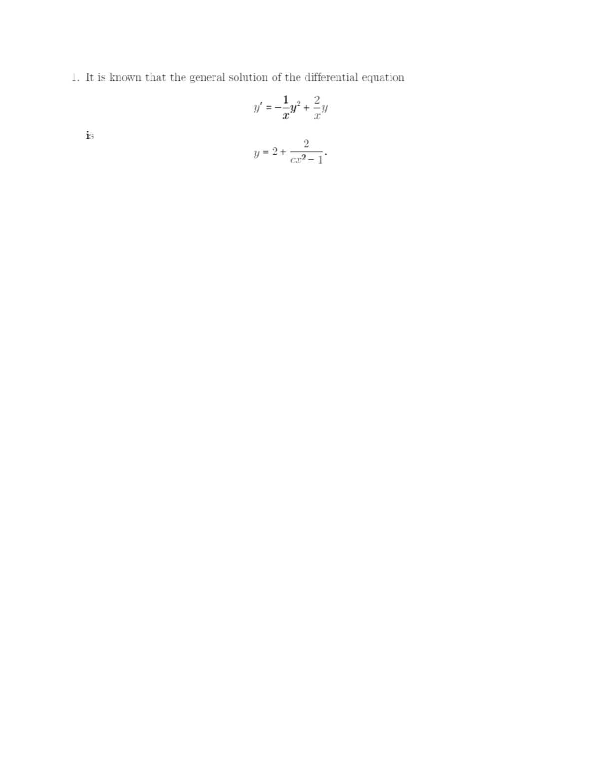 Math 217 Practice Midterm Exam: Solutions to Differential Equations ...