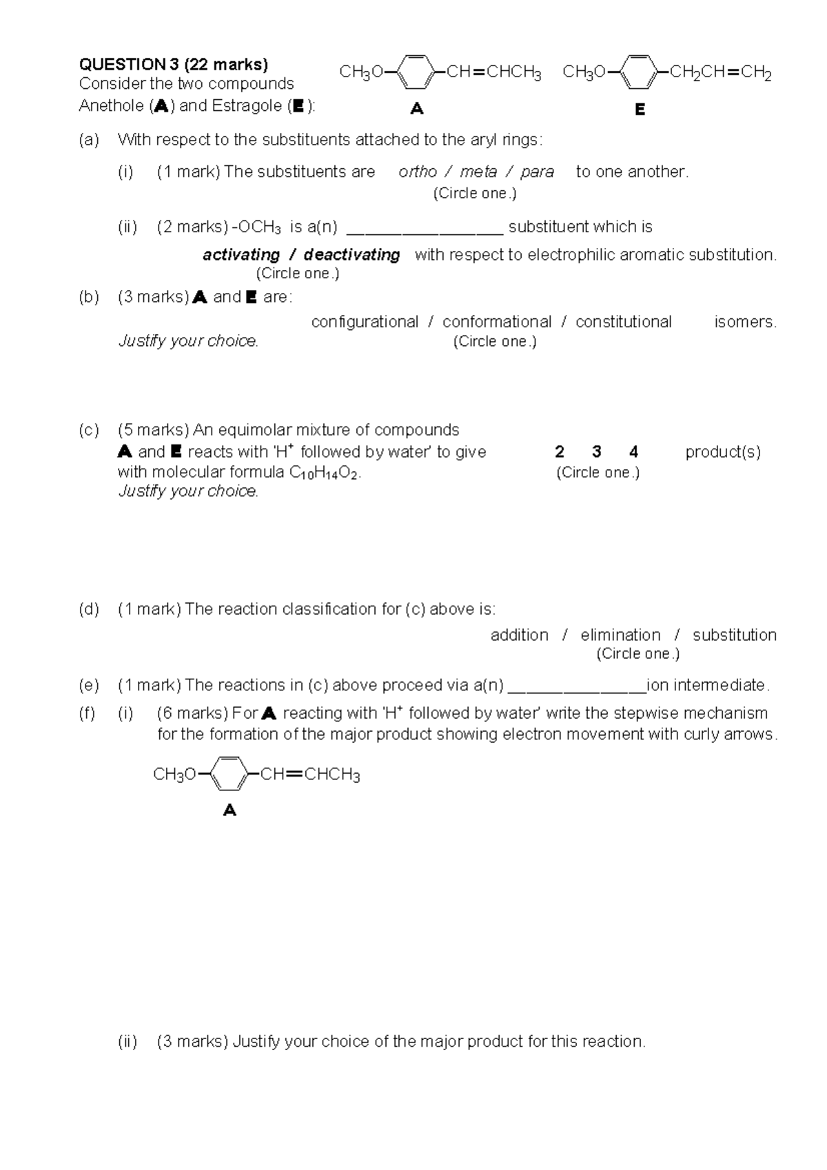 Functional Groups 1 Practice Questions - 2017 - QUESTION 3 ( 22 marks ...