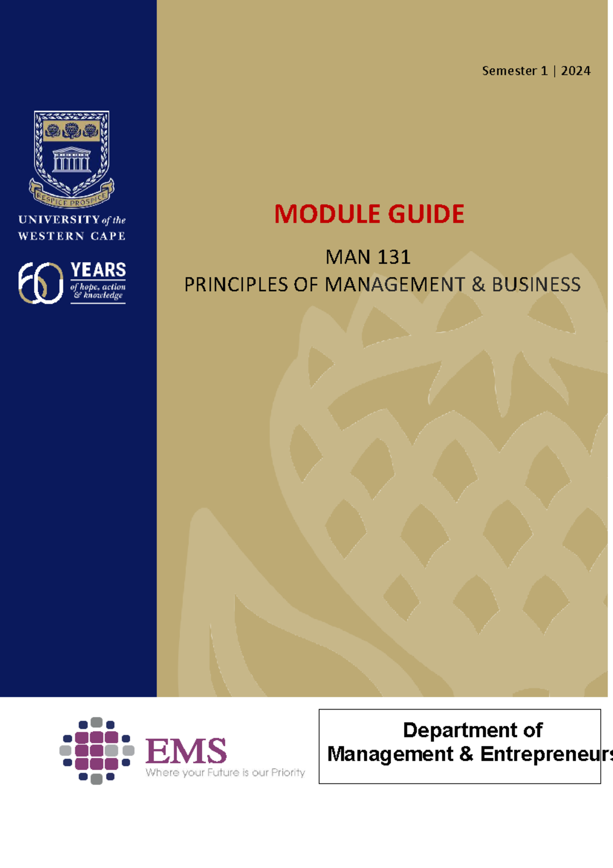 Study Guide for MAN 131: Principles of Management (2024) - Studocu