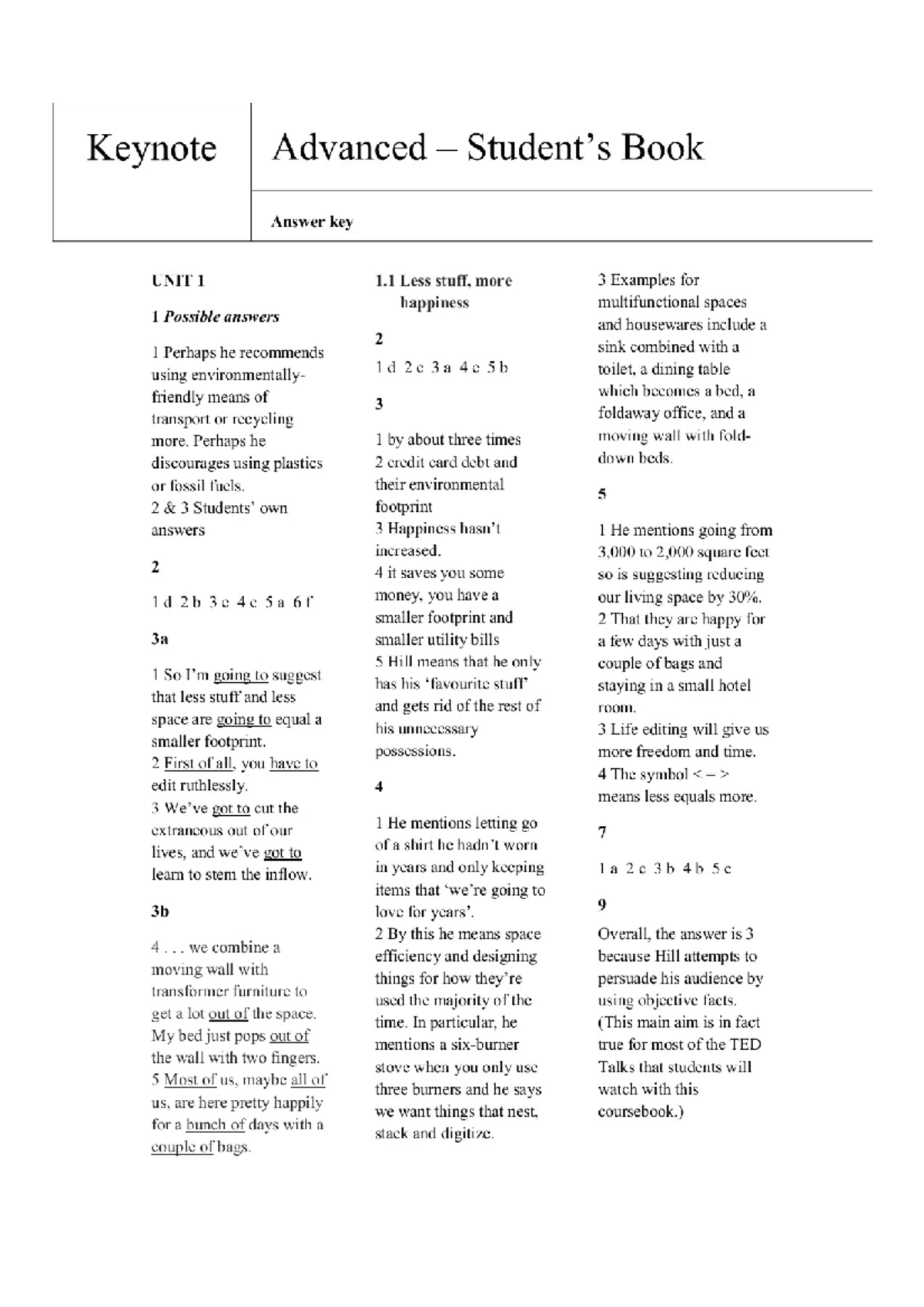 Keynote Advanced 2016 Student's Book Answer Keys (46 pages) - Studocu
