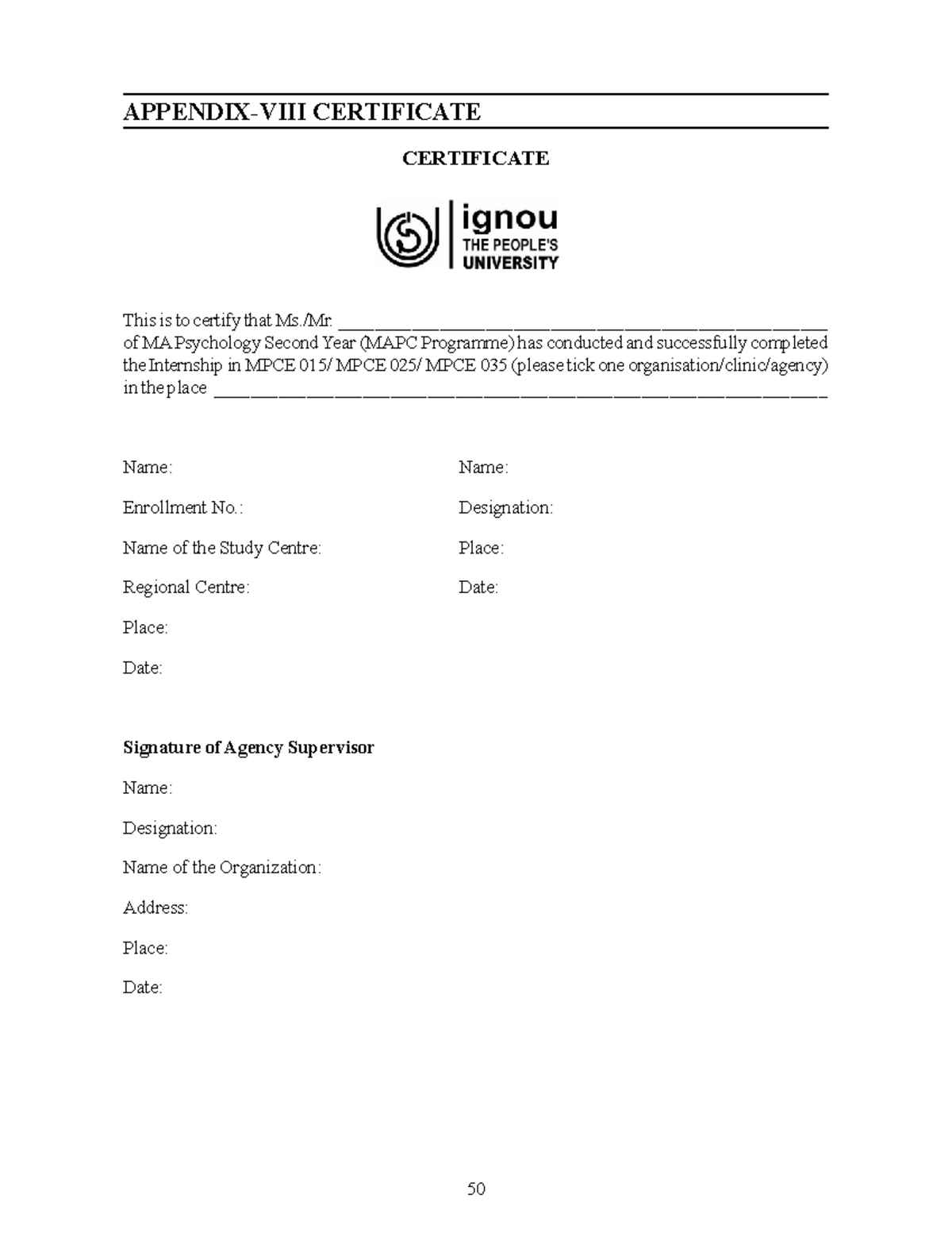 App 8 - APPENDIX - 50 APPENDIX-VIII CERTIFICATE CERTIFICATE This is to ...