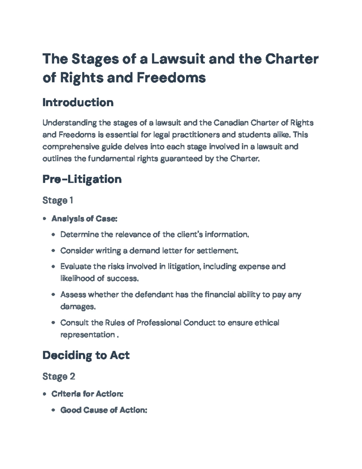 Stages of a Lawsuit and the Canadian Charter of Rights (LAW 101) - The ...