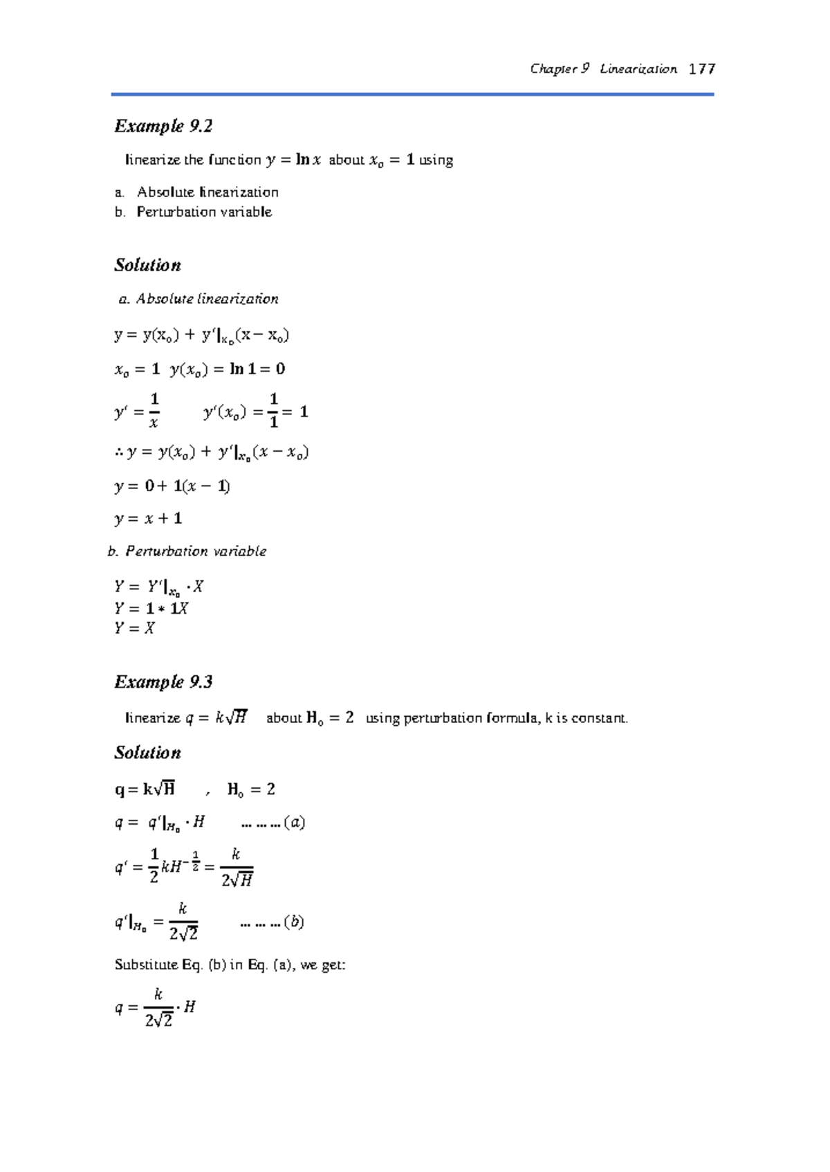 15 - ChE33 - Chapter 9 Linearization 177 Example 9. linearize the ...