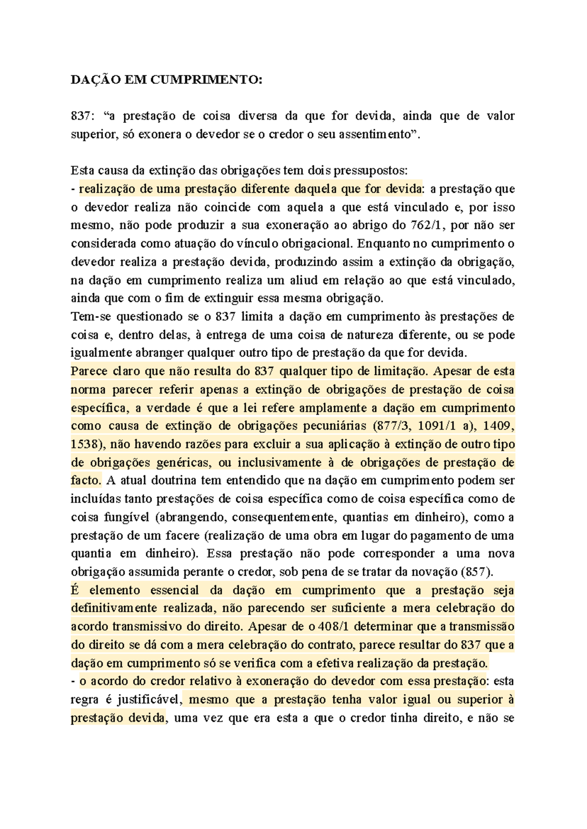 Dação em Cumprimento: Análise do Art. 837 e suas Implicações Jurídicas ...