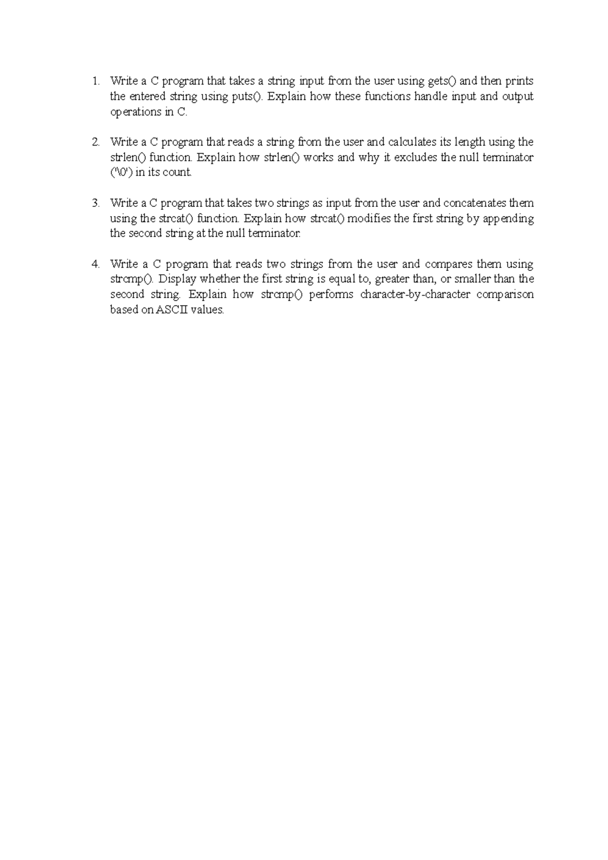 Week 6 - String - Lecture notes - Write a C program that takes a string ...