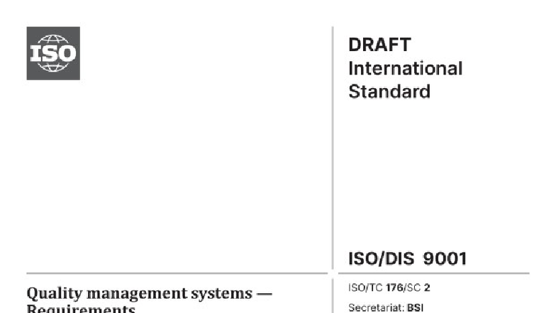 ISO 9001:2025 Draft International Standard - Quality Management System ...