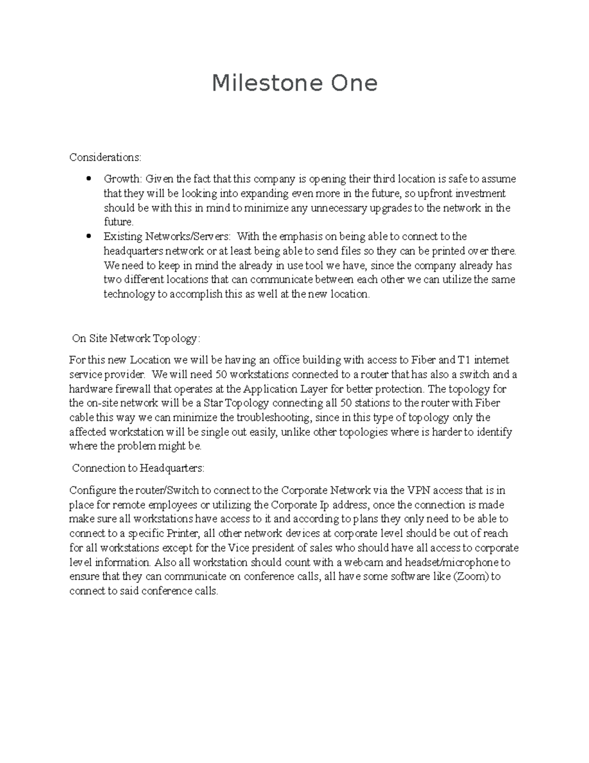 IT 212 Milestone One: Network Setup for New Location Expansion - Studocu