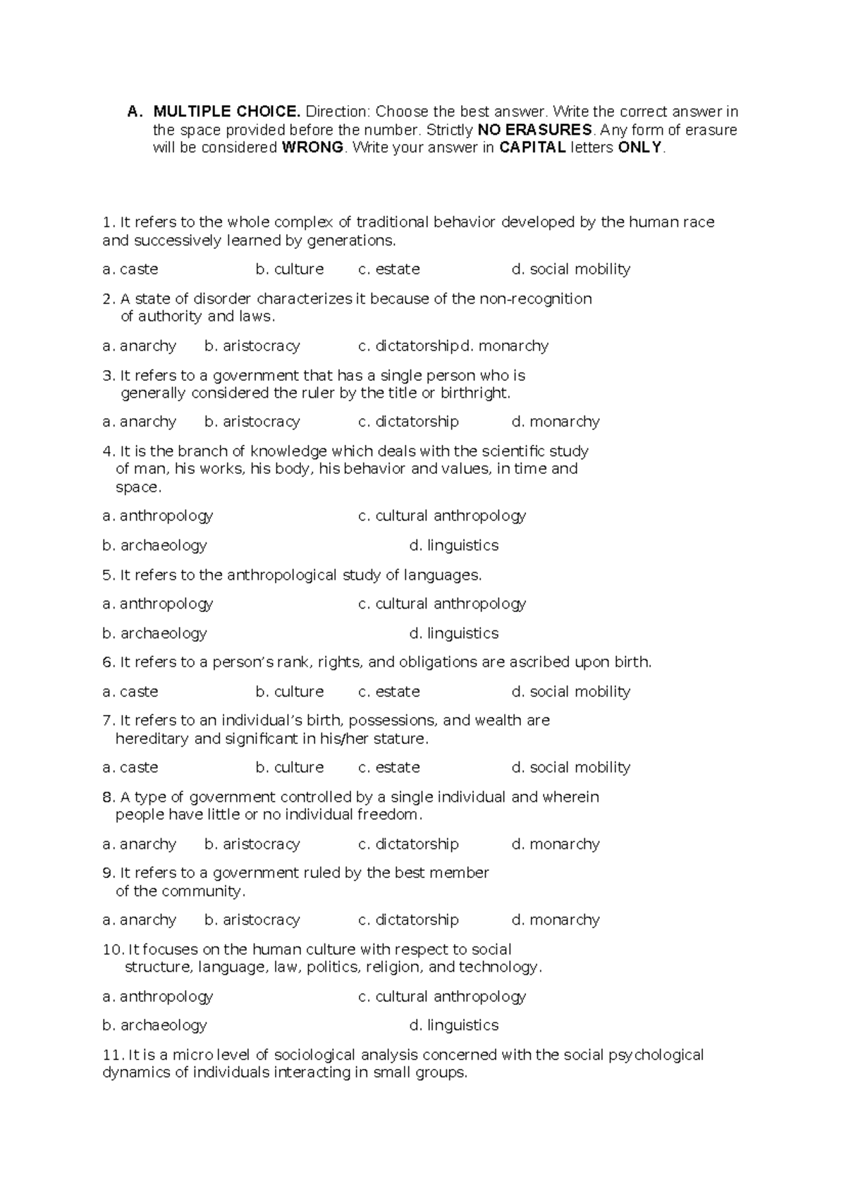 DISS 101 - Final Exam Notes: Multiple Choice Questions & Answers - Studocu