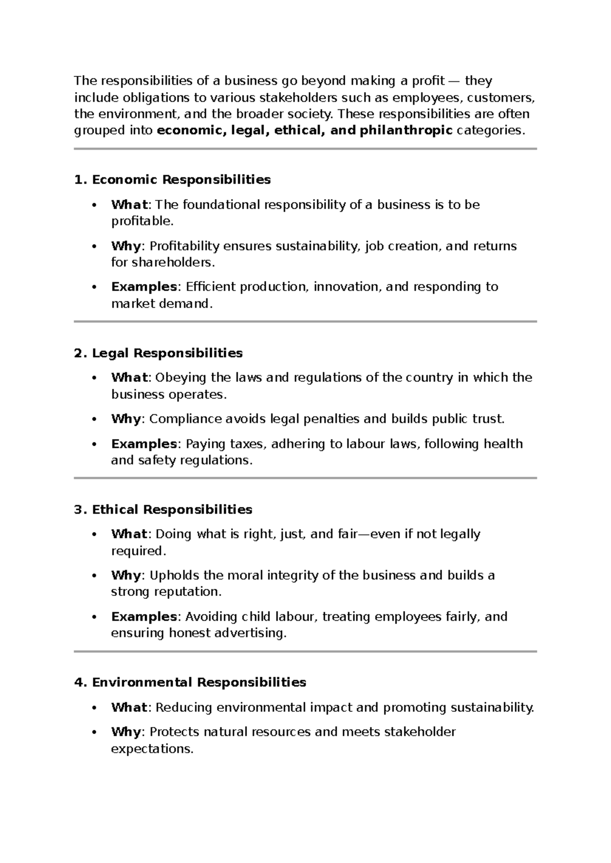 Business Responsibilities: Beyond Profit - Stakeholder Obligations ...