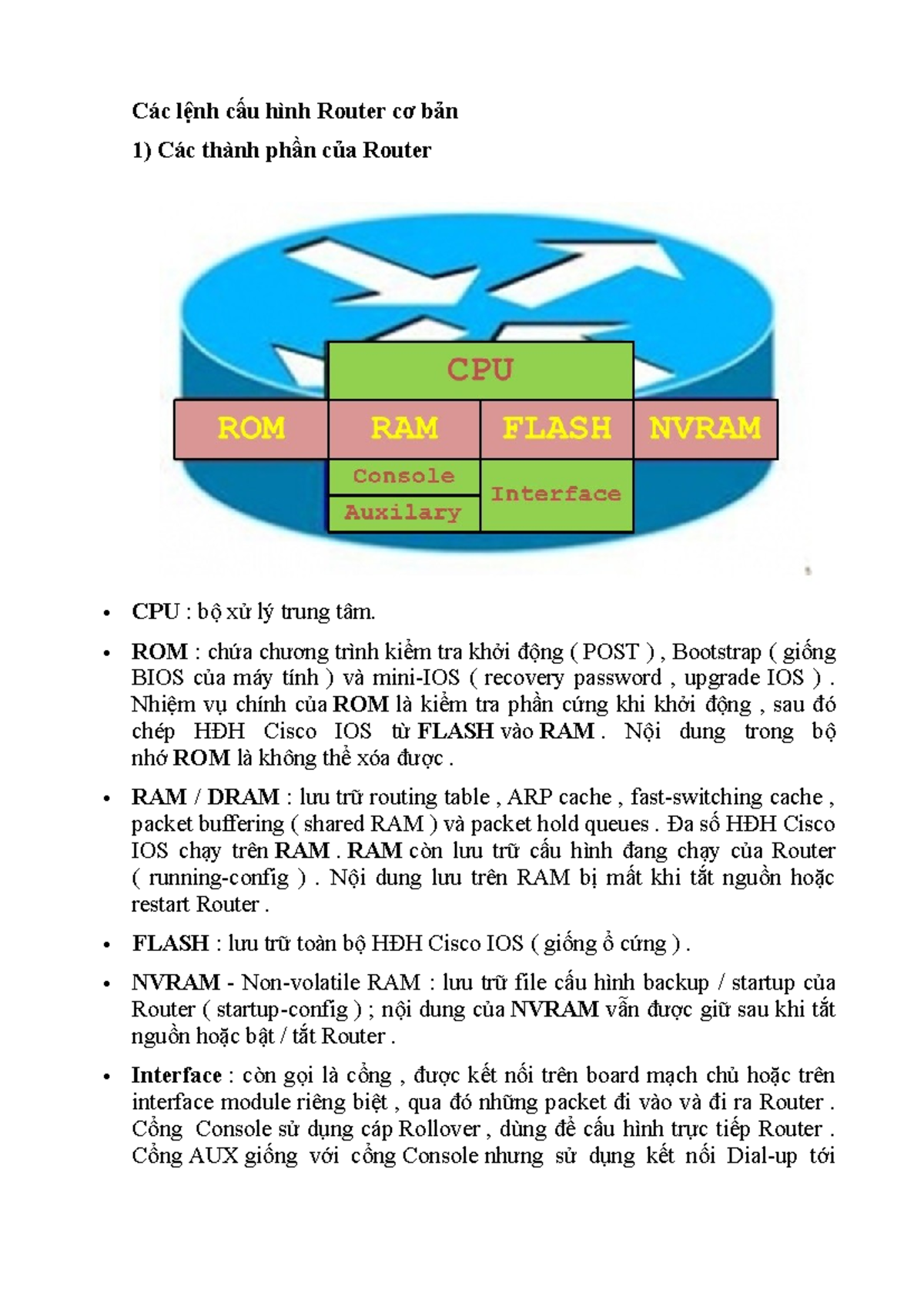 Các lệnh cấu hình Router cơ bản - CCNA 1 Final Exam Notes - Studocu
