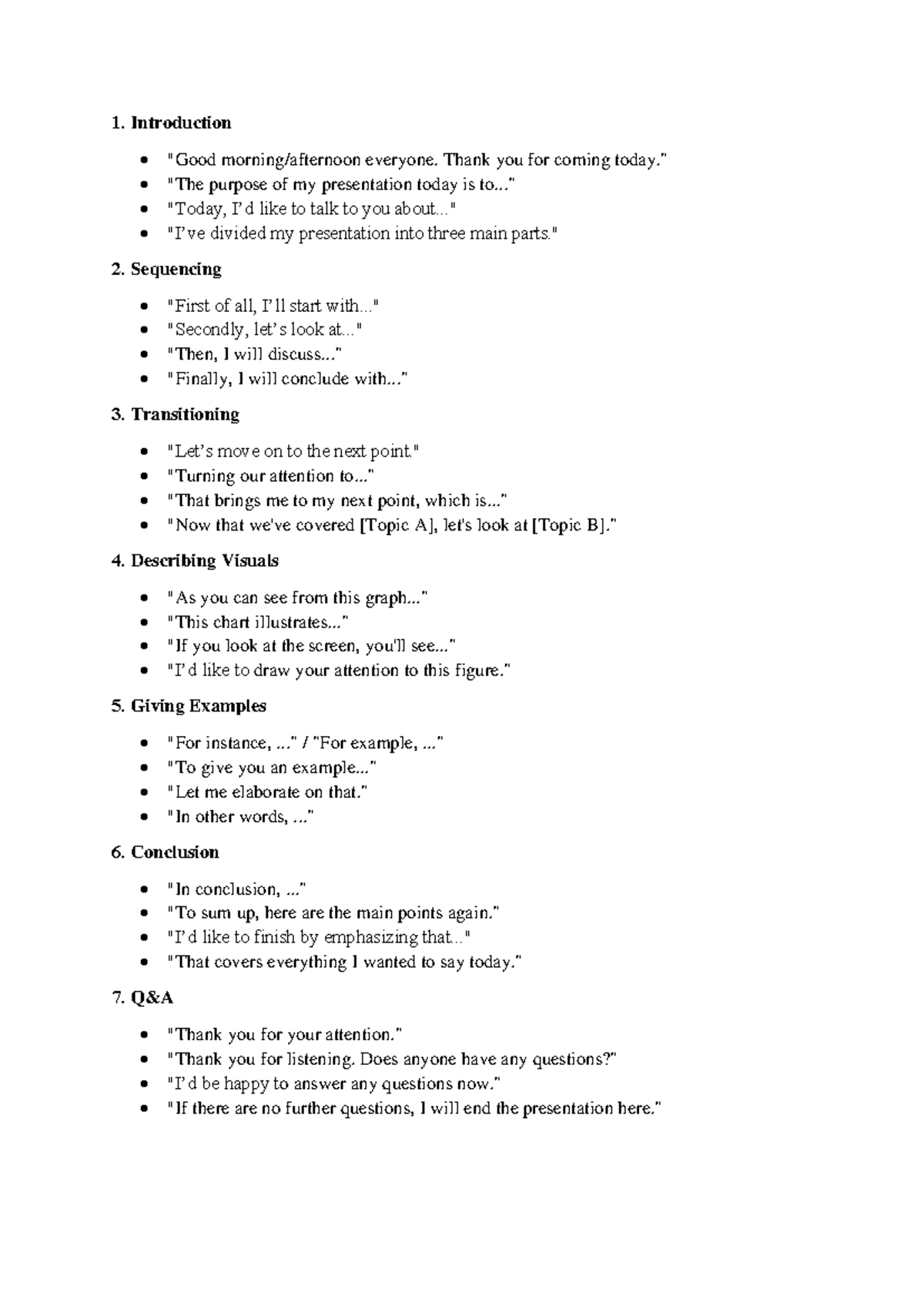 Signposting Language for Presentations - Random Document - Studocu