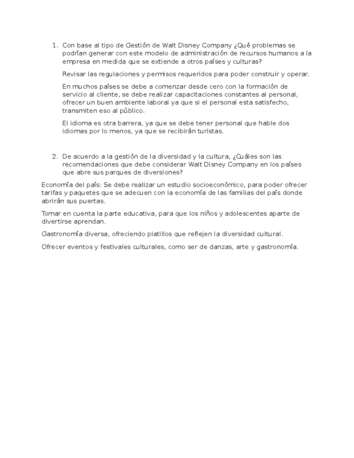 Gestión de Recursos Humanos en Walt Disney Co. (FORO DD228) - Studocu