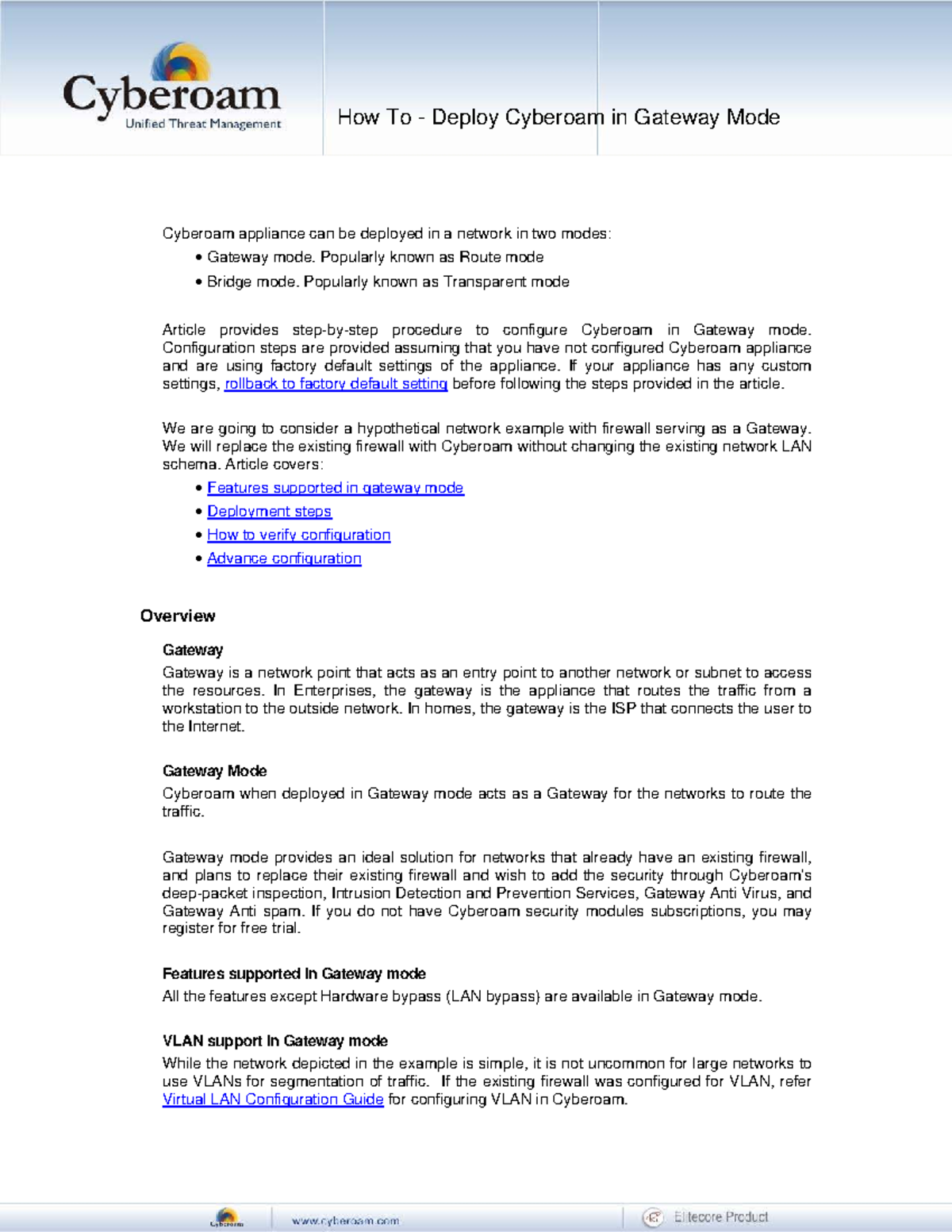 How to Configure Cyberoam in Gateway Mode for Network Security - Studocu