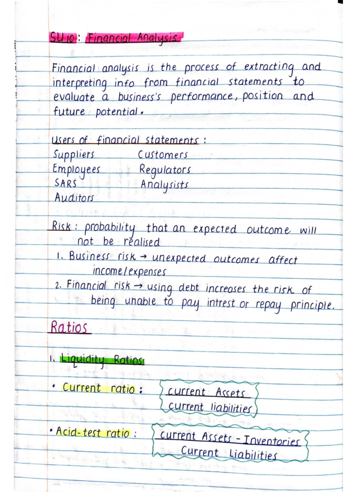 ACCT102: Financial Analysis Ratios and Risk Assessment - Studocu