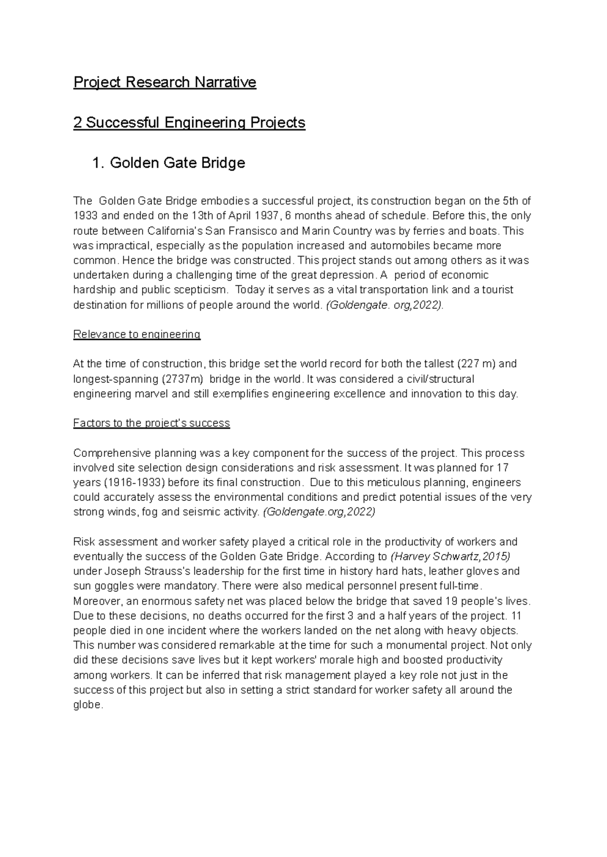 ENGR302 Project Research Narrative: Successes and Failures in ...