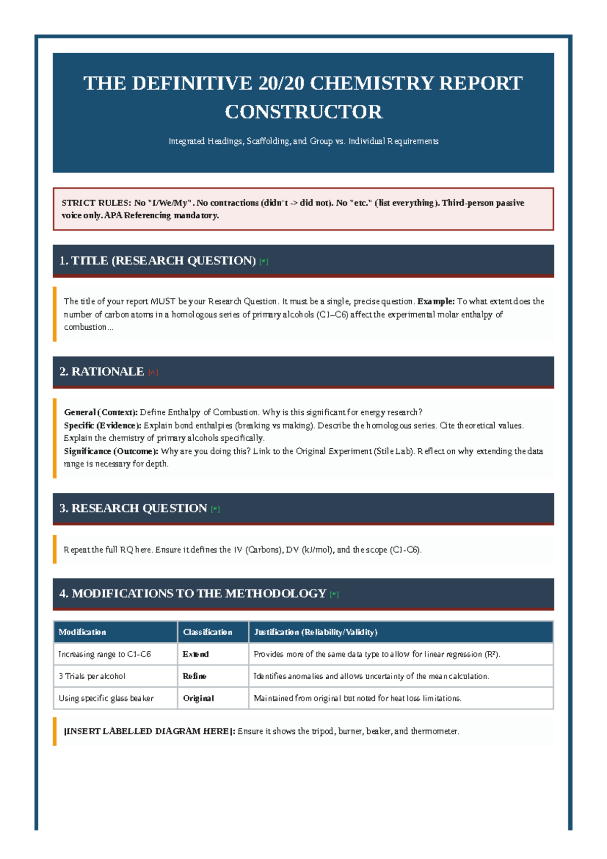 CHEM 2020: Comprehensive Chemistry Report Guide for Research Questions ...