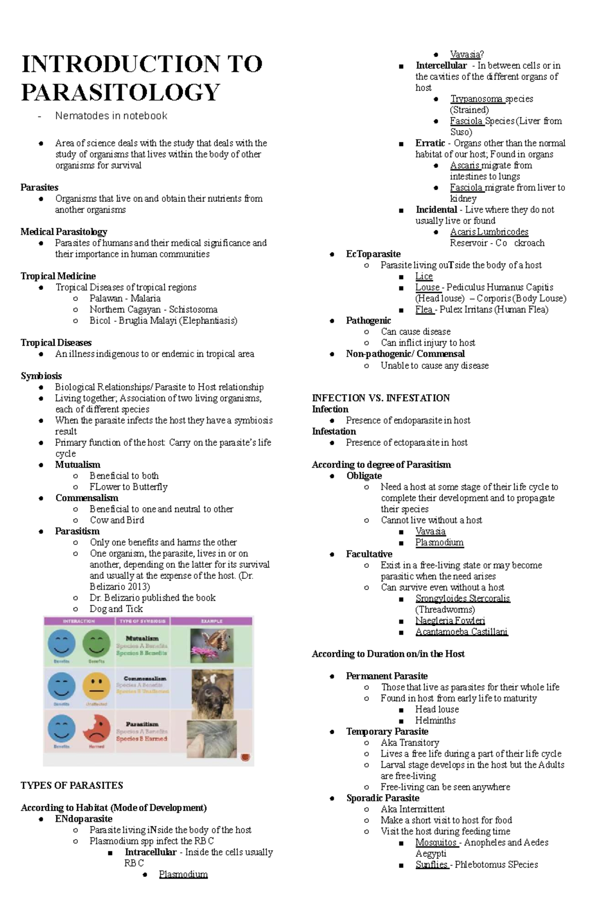 PARA LEC- Final Exam Notes on Medical Parasitology and Nematodes - Studocu