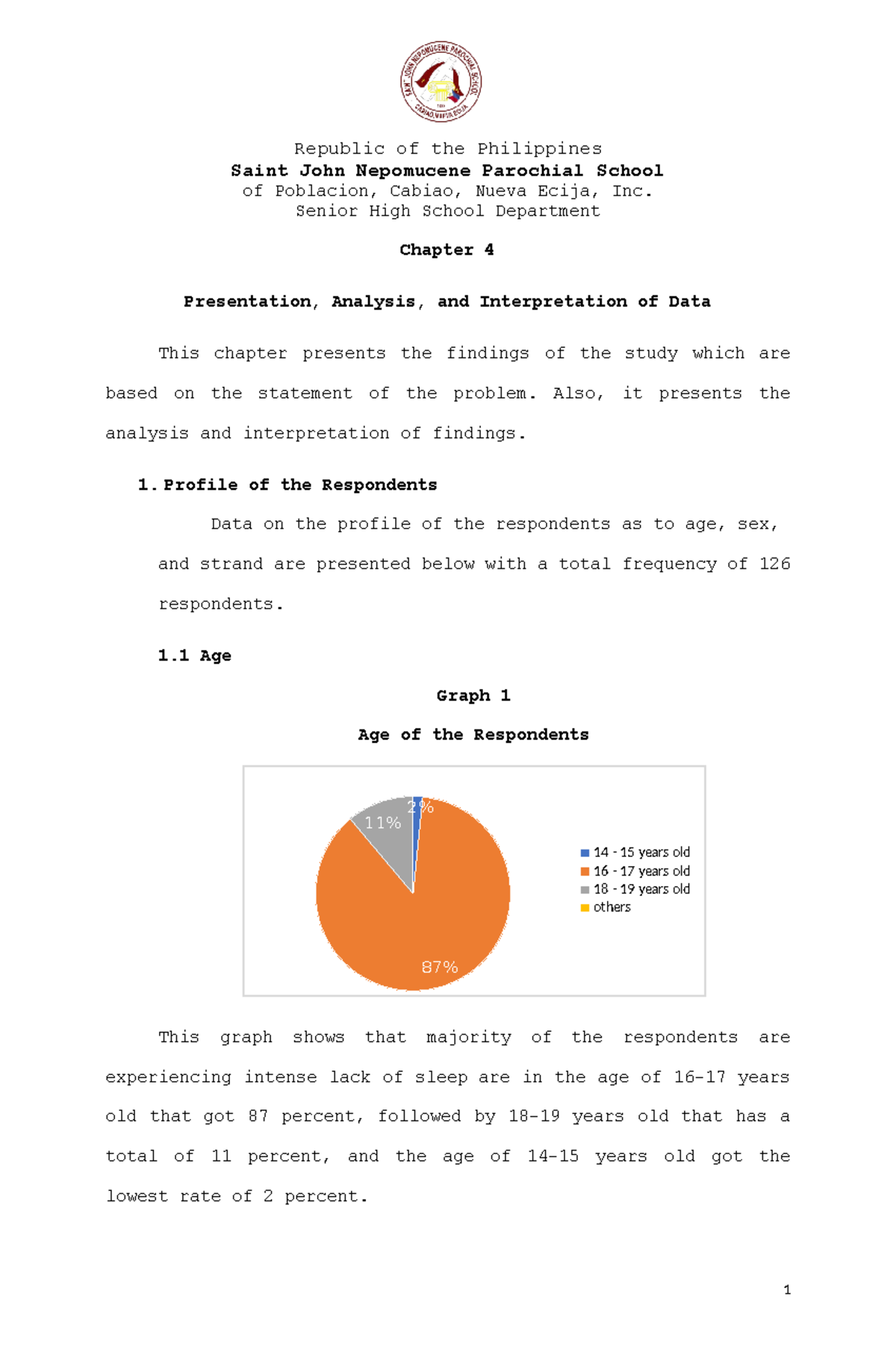 Chapter 4 5 Sample Format NON Experimental - Saint John Nepomucene ...