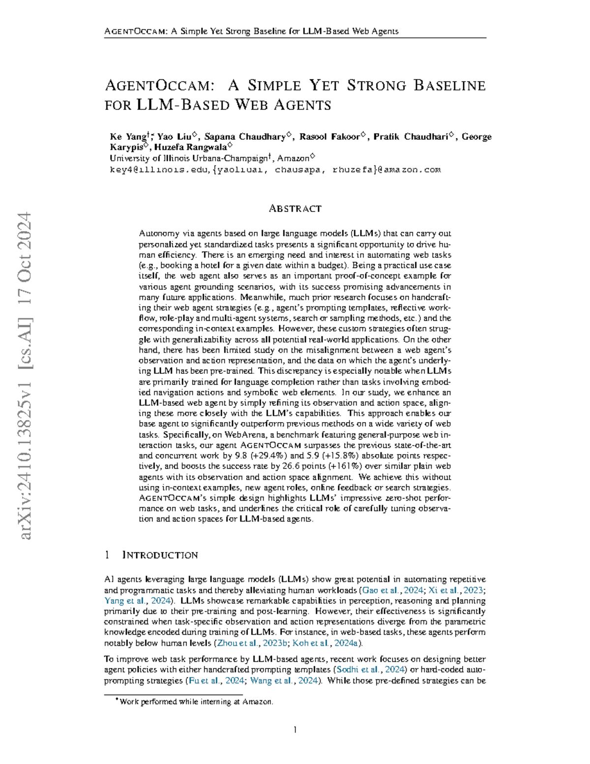 AGENT O CCAM: A Robust Baseline for Web Agents Performance Evaluation ...