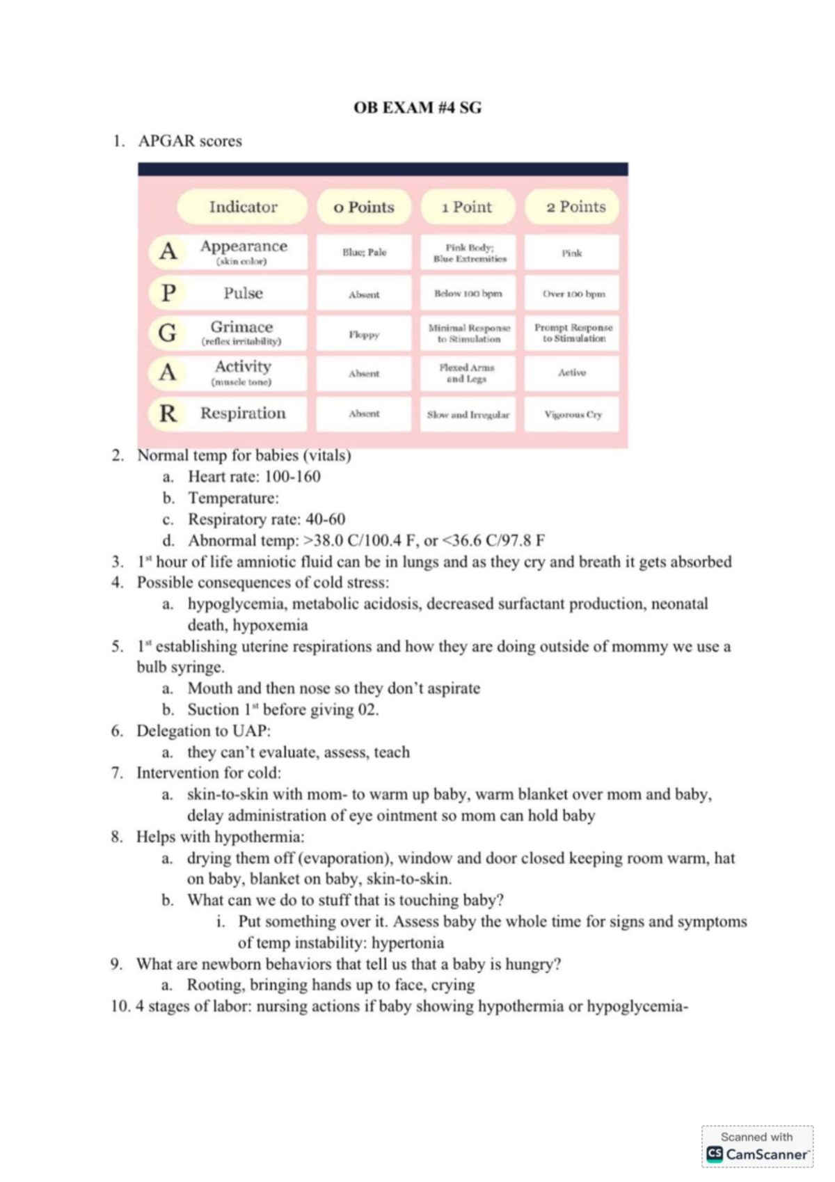 OB 4 - Study Guide: Newborn Care and Assessment Techniques - Studocu