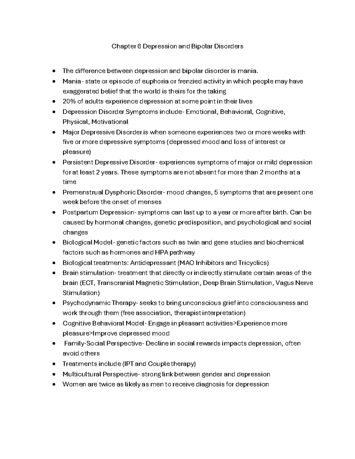 Chapter 6: Understanding Depression and Bipolar Disorders in Psychology ...