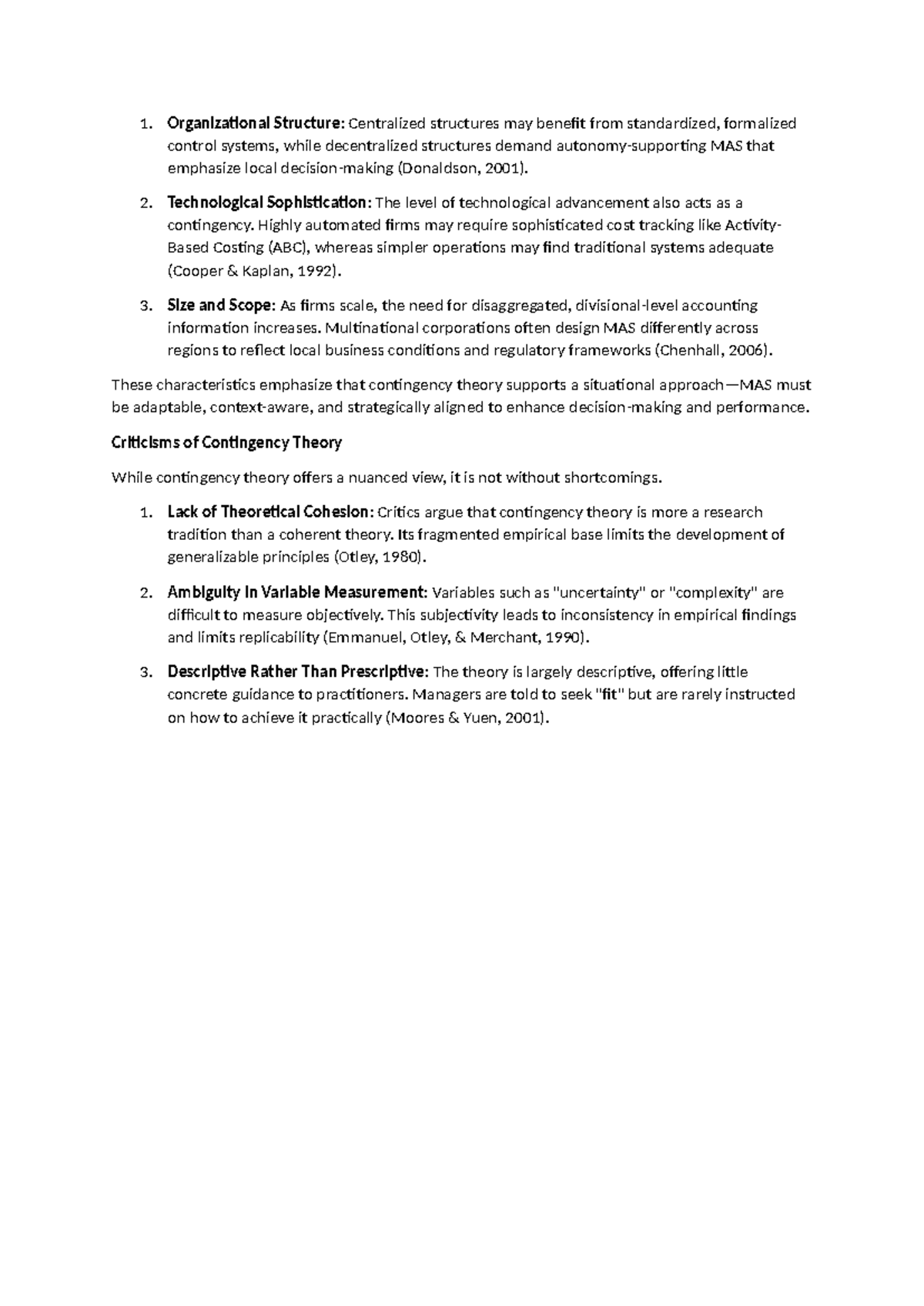 Contingency Theory in Management Accounting: Insights & Critiques ...
