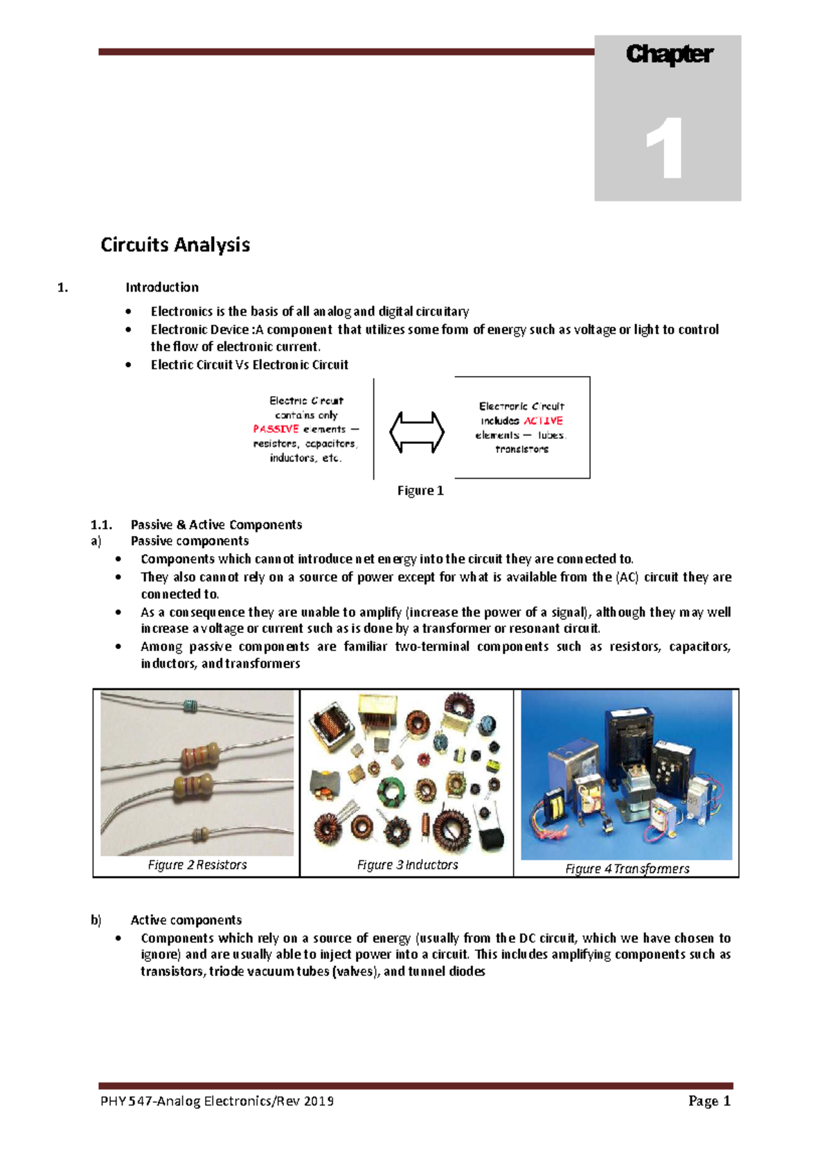 Chap 1- phy 547 - Chapter 1-2019 - Chap. 1 Circuits Analysis ...