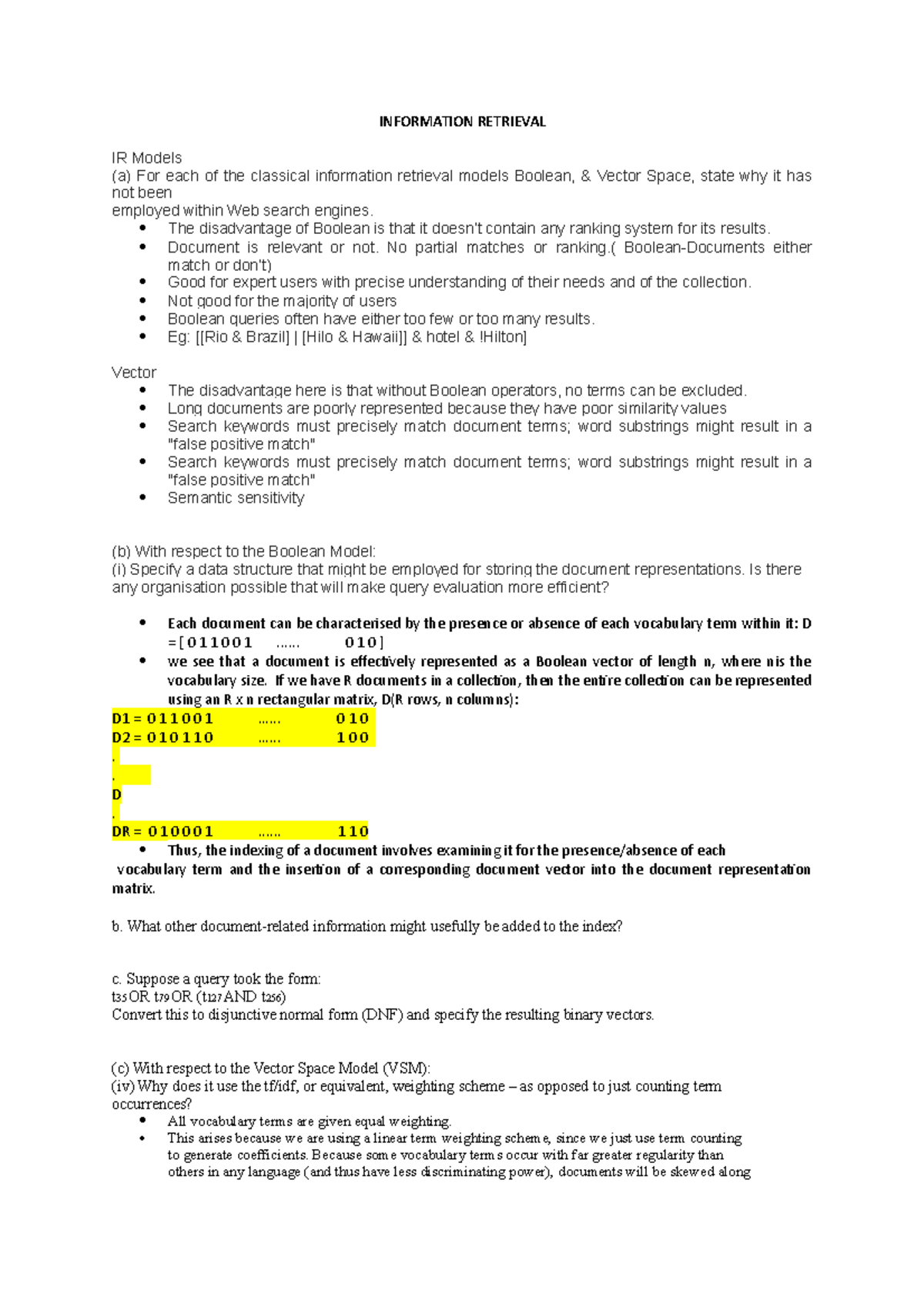 Final Exam IR Models Analysis (Course Code: INFO-2020) - Studocu