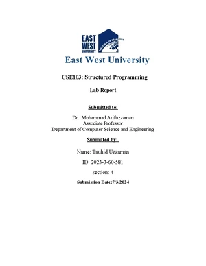CSE103: Structured Programming Lab Report on Triangle and BMI ...
