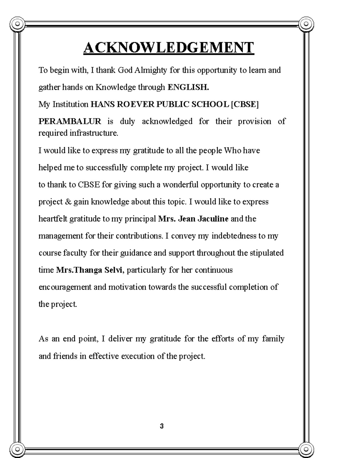 Acknowledgement of Gratitude - Project Completion in English - Studocu